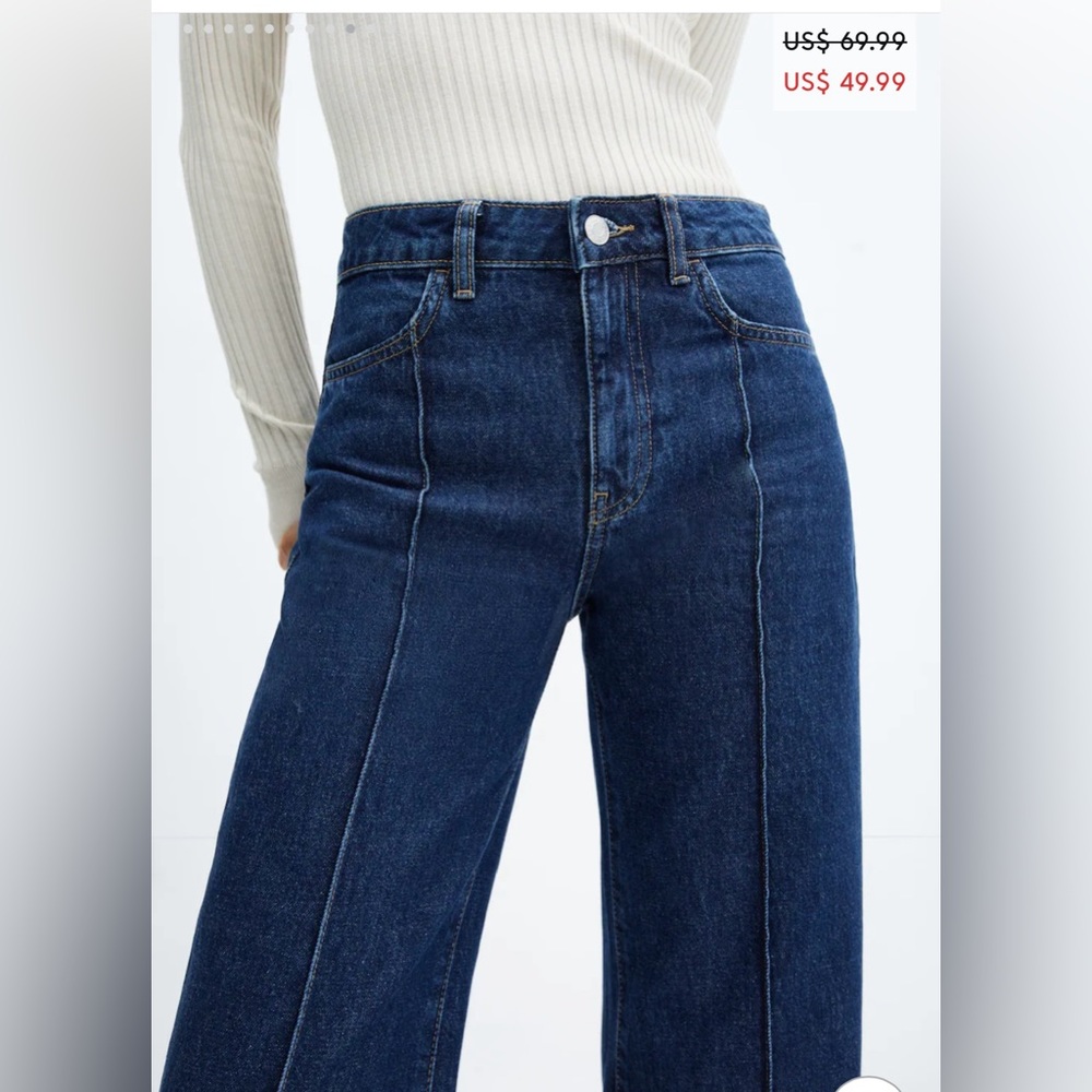 NWT Wide-leg jeans with decorative seams - Sz 6